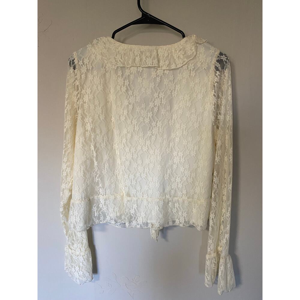 NWT American Eagle Lace V-Neck Victorian Regency Cropped Long Sleeve Blouse L - Picture 5 of 9